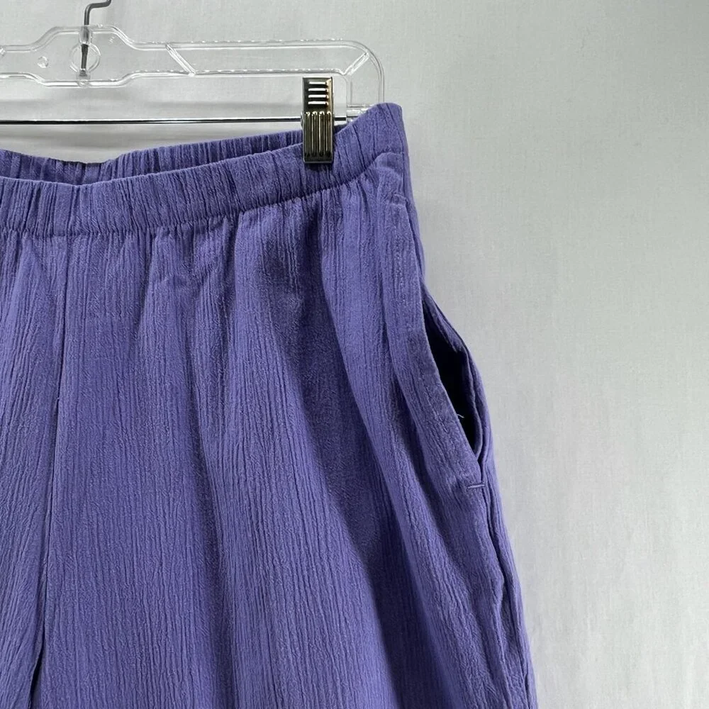 Appleseeds Crinkle Gauze Pull On Pants Womens 12P Elastic Waist High Rise Purple - Picture 7 of 10